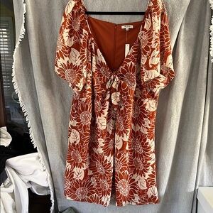 Madewell Rust and Cream Dress silk